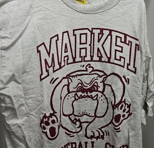 MARKET Grey Short Sleeve Tee with Maroon Bulldog Graphic
